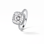 3.00 CT Cushion Cut Pave & Halo Style Moissanite Engagement Rings 4