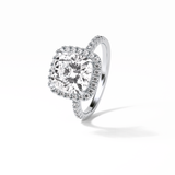 3.00 CT Cushion Cut Pave & Halo Style Moissanite Engagement Rings 4