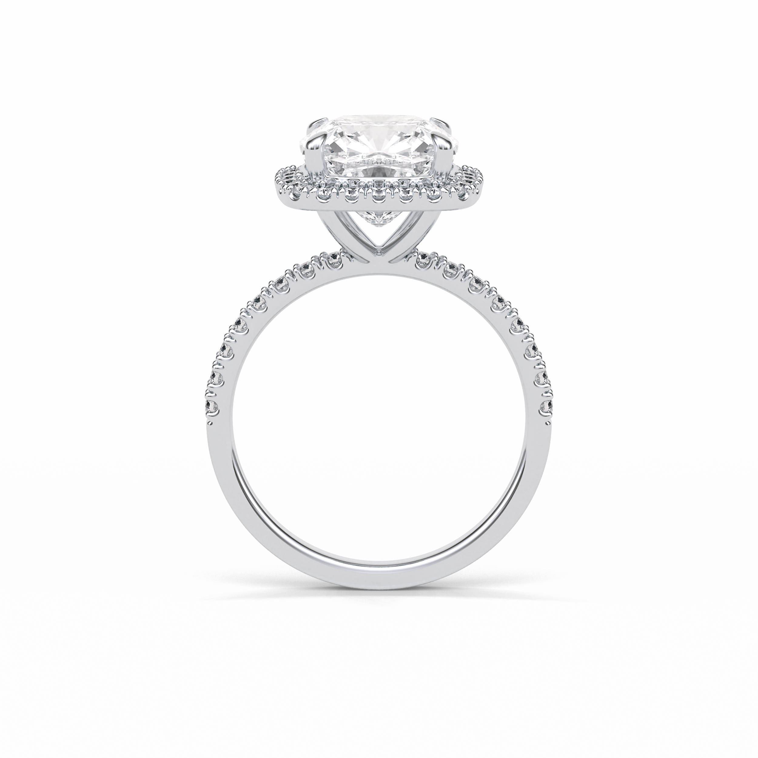 3.00 CT Cushion Cut Pave & Halo Style Moissanite Engagement Rings 7