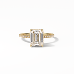 2.30 CT Emerald Cut Hidden Halo & Pave Style Moissanite Engagement Ring 8