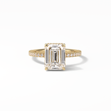 2.30 CT Emerald Cut Hidden Halo & Pave Style Moissanite Engagement Ring 8