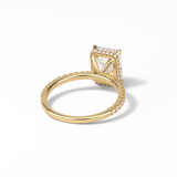 2.30 CT Emerald Cut Hidden Halo & Pave Style Moissanite Engagement Ring 10