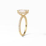 2.30 CT Emerald Cut Hidden Halo & Pave Style Moissanite Engagement Ring 9