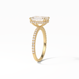 2.30 CT Emerald Cut Hidden Halo & Pave Style Moissanite Engagement Ring 9