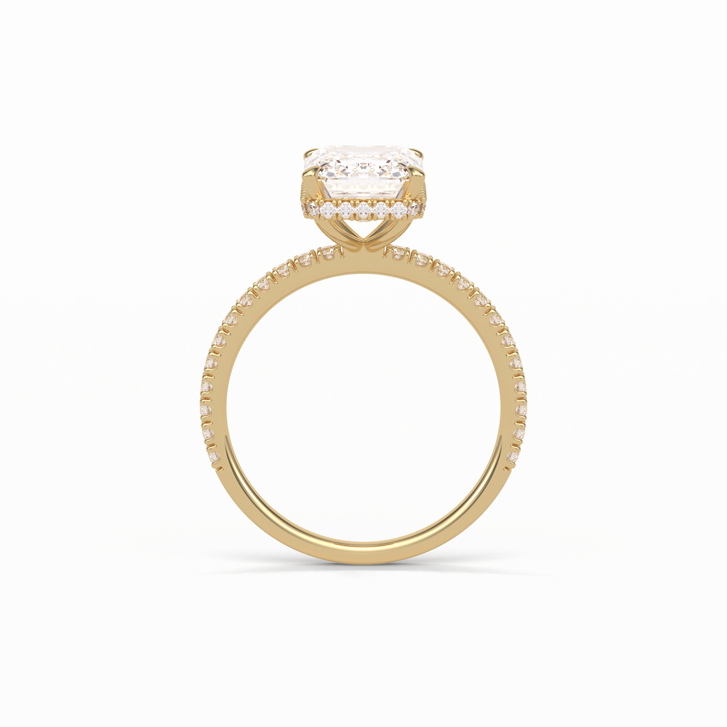 2.30 CT Emerald Cut Hidden Halo & Pave Style Moissanite Engagement Ring 13