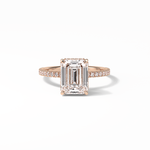 2.30 CT Emerald Cut Hidden Halo & Pave Style Moissanite Engagement Ring 15