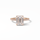 2.30 CT Emerald Cut Hidden Halo & Pave Style Moissanite Engagement Ring 15