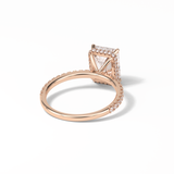 2.30 CT Emerald Cut Hidden Halo & Pave Style Moissanite Engagement Ring 19
