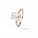 2.30 CT Emerald Cut Hidden Halo & Pave Style Moissanite Engagement Ring 16