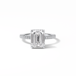 2.30 CT Emerald Cut Hidden Halo & Pave Style Moissanite Engagement Ring 1