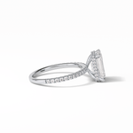 2.30 CT Emerald Cut Hidden Halo & Pave Style Moissanite Engagement Ring 2