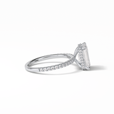 2.30 CT Emerald Cut Hidden Halo & Pave Style Moissanite Engagement Ring 2