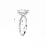 2.30 CT Emerald Cut Hidden Halo & Pave Style Moissanite Engagement Ring 4