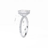 2.30 CT Emerald Cut Hidden Halo & Pave Style Moissanite Engagement Ring 4