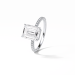 2.30 CT Emerald Cut Hidden Halo & Pave Style Moissanite Engagement Ring 5
