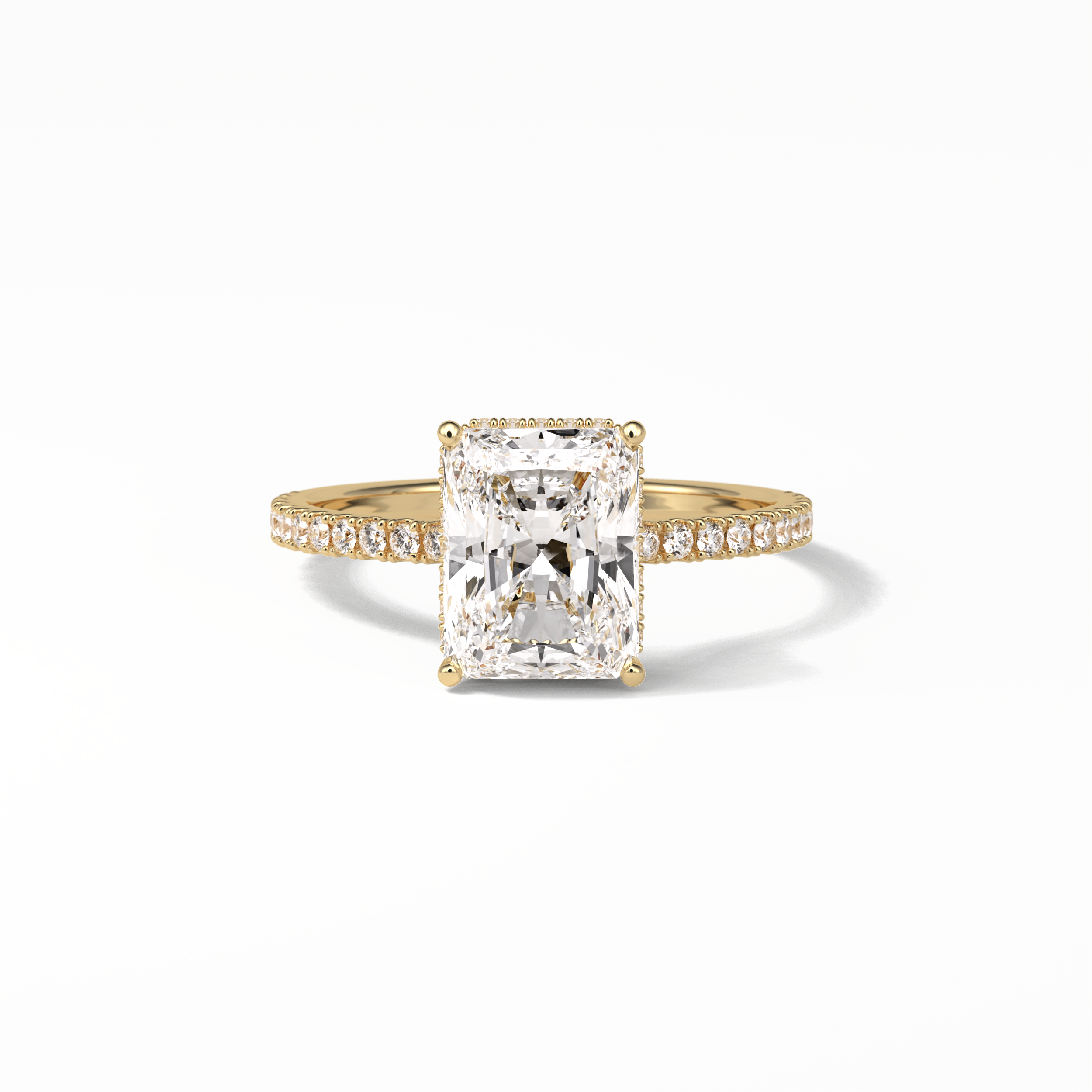 2.43 CT Radiant Cut Hidden Halo & Pave Style Moissanite Engagement Ring 8