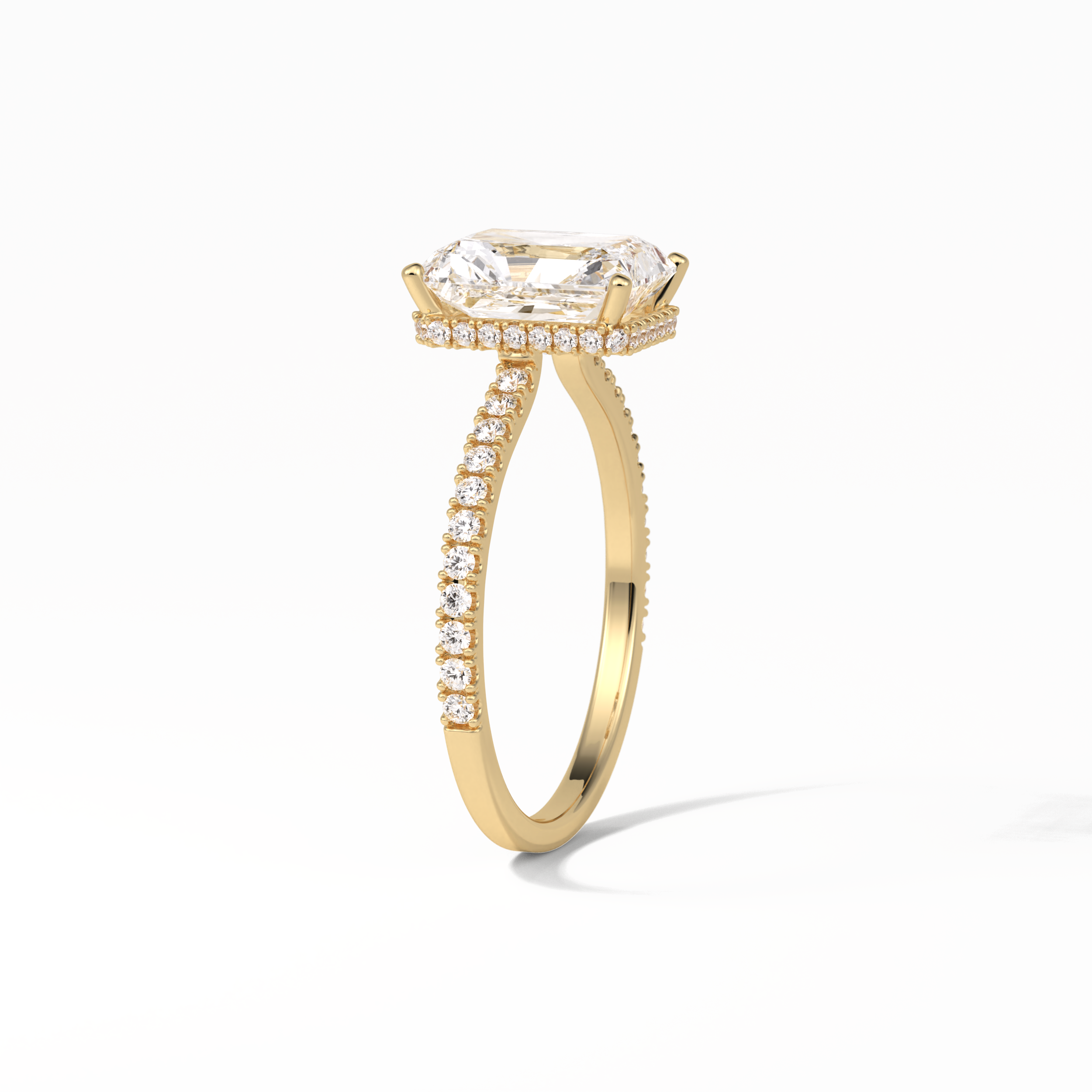 2.43 CT Radiant Cut Hidden Halo & Pave Style Moissanite Engagement Ring 11