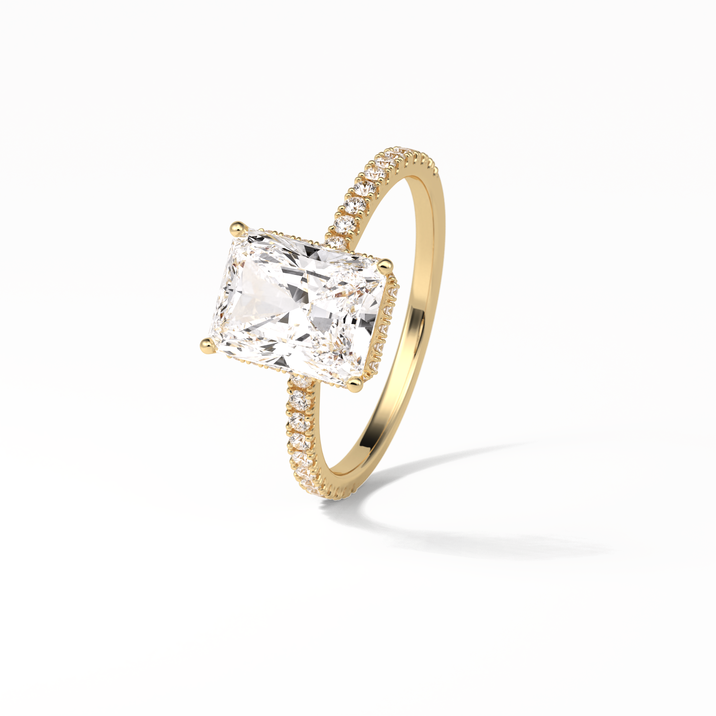 2.43 CT Radiant Cut Hidden Halo & Pave Style Moissanite Engagement Ring 12