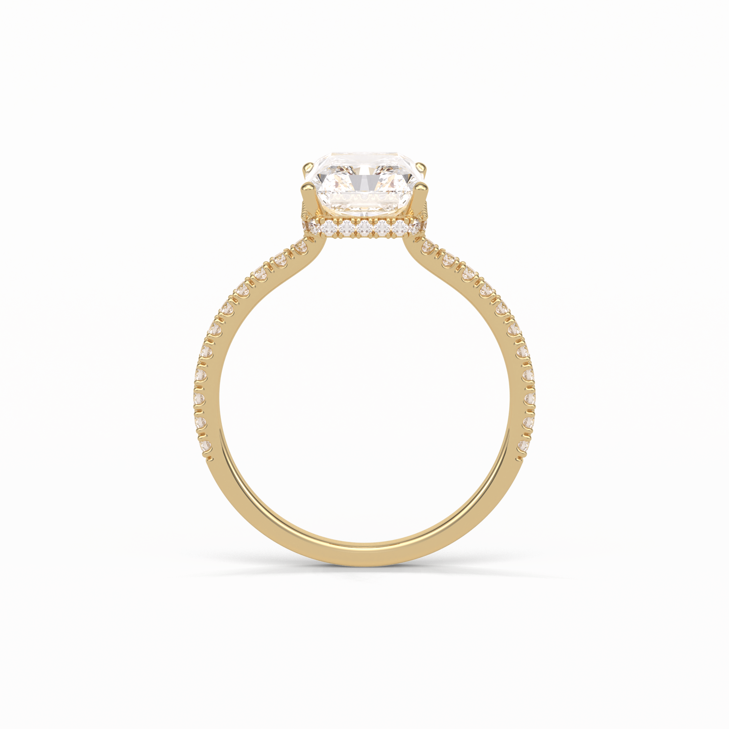 2.43 CT Radiant Cut Hidden Halo & Pave Style Moissanite Engagement Ring 10