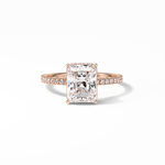 2.43 CT Radiant Cut Hidden Halo & Pave Style Moissanite Engagement Ring 15