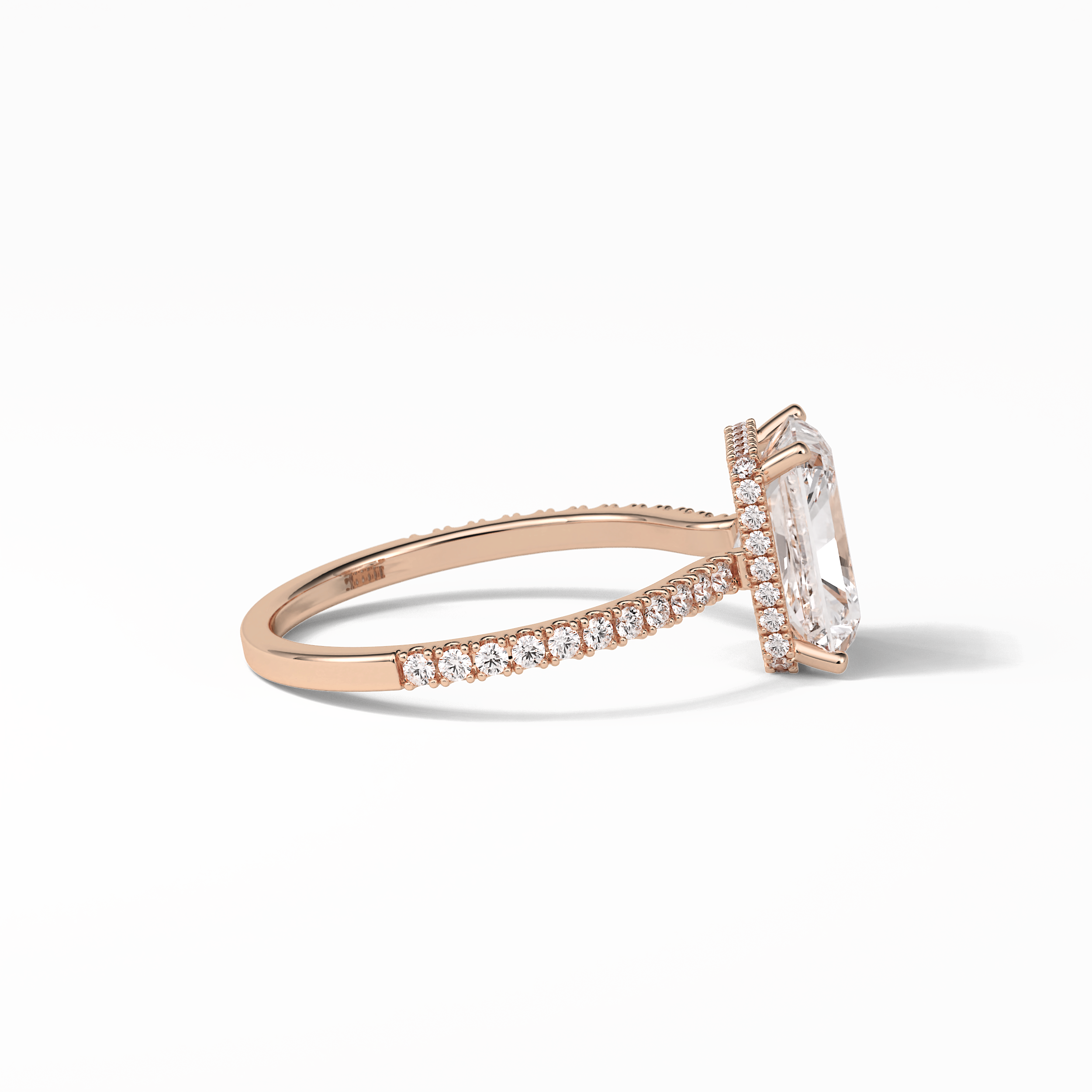 2.43 CT Radiant Cut Hidden Halo & Pave Style Moissanite Engagement Ring 17