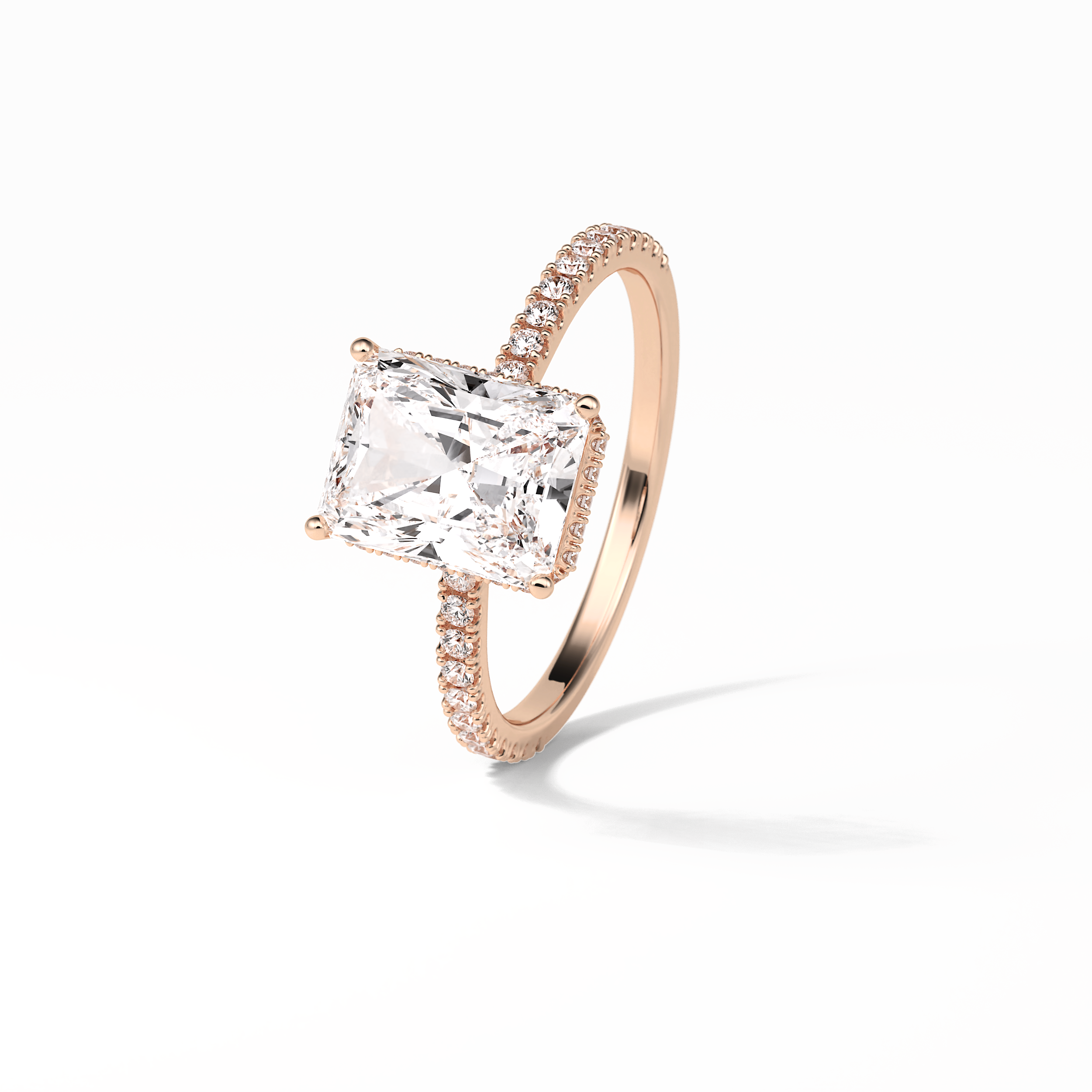 2.43 CT Radiant Cut Hidden Halo & Pave Style Moissanite Engagement Ring 20