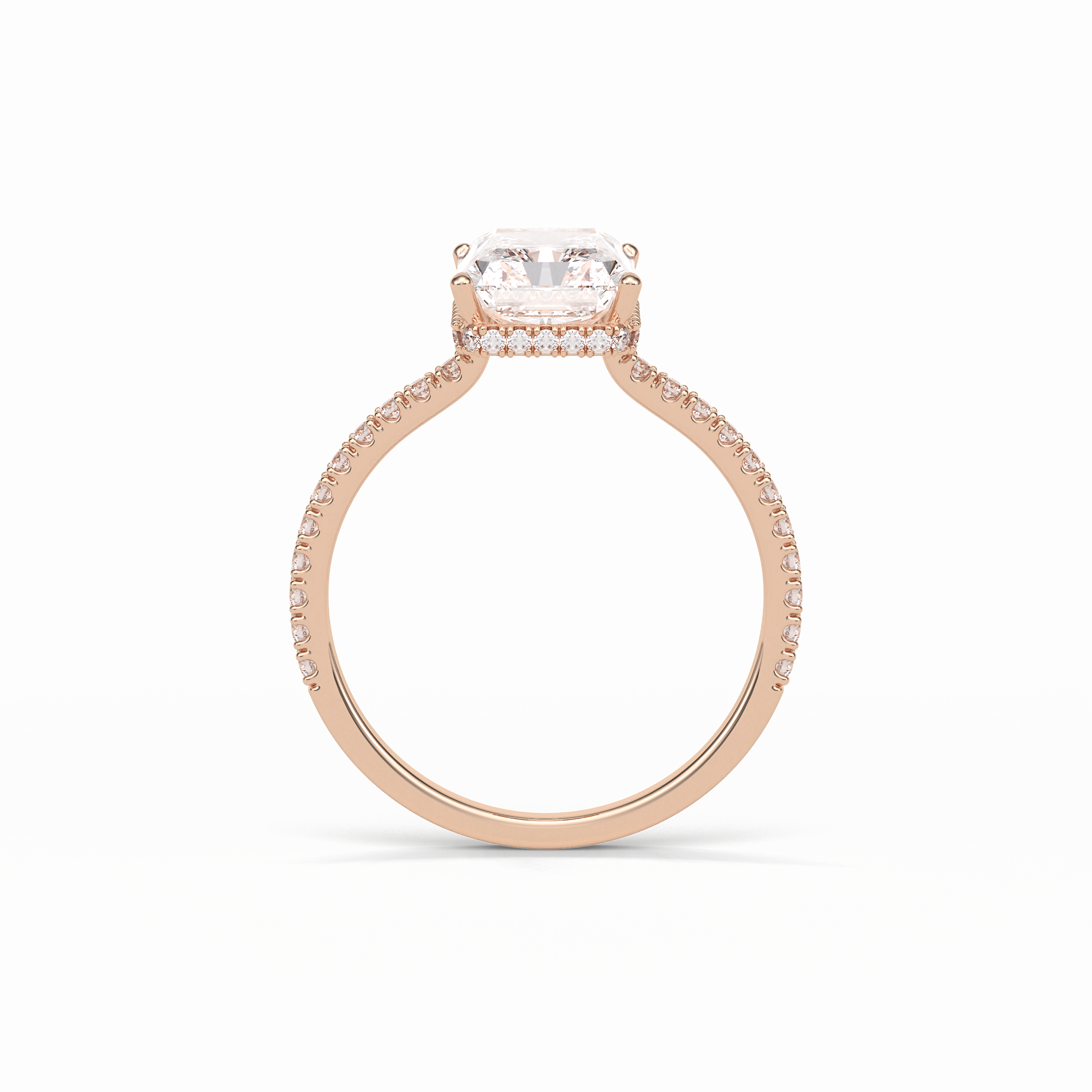 2.43 CT Radiant Cut Hidden Halo & Pave Style Moissanite Engagement Ring 21