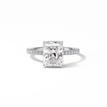 2.43 CT Radiant Cut Hidden Halo & Pave Style Moissanite Engagement Ring 1