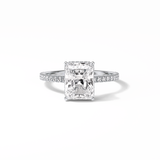 2.43 CT Radiant Cut Hidden Halo & Pave Style Moissanite Engagement Ring 1
