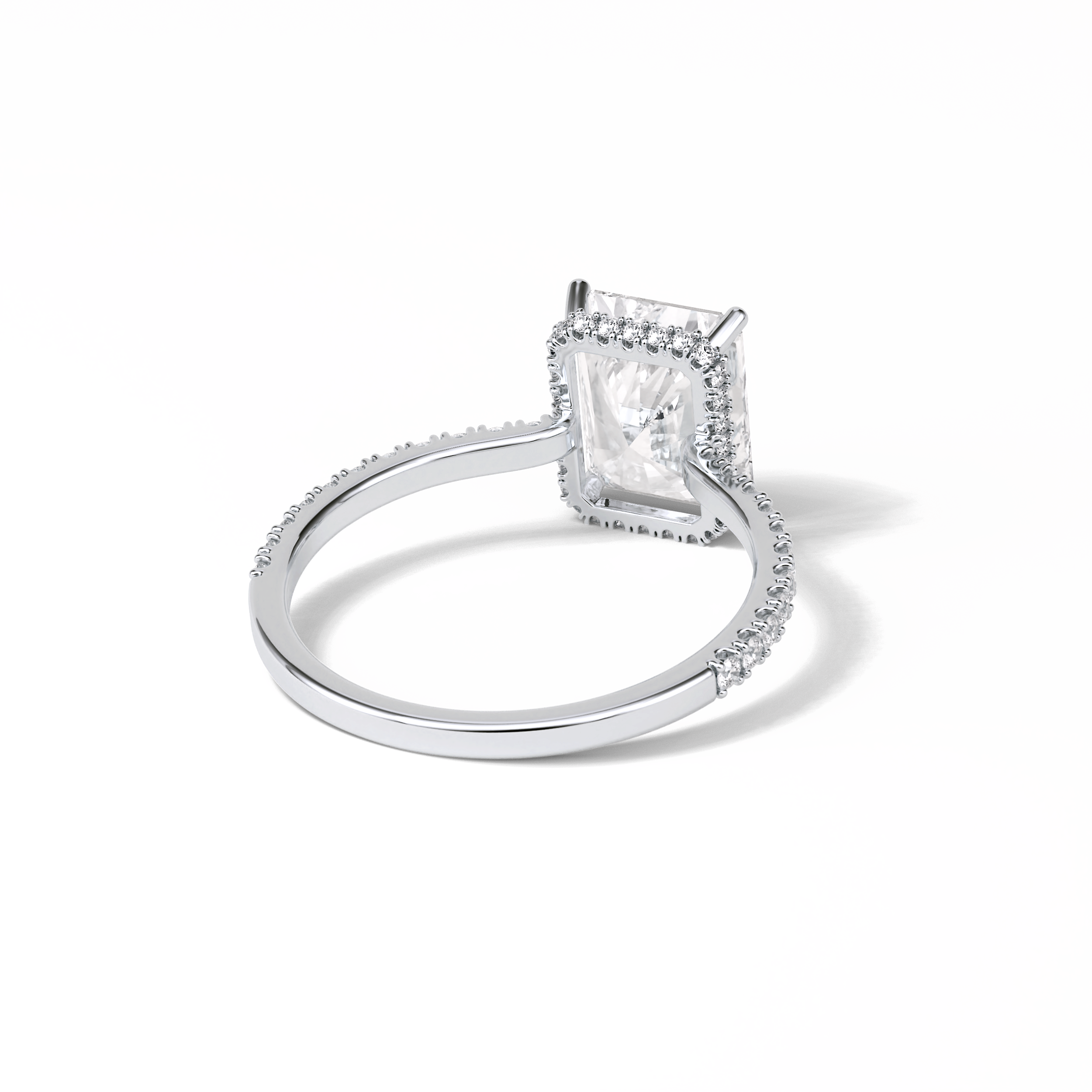 2.43 CT Radiant Cut Hidden Halo & Pave Style Moissanite Engagement Ring 2