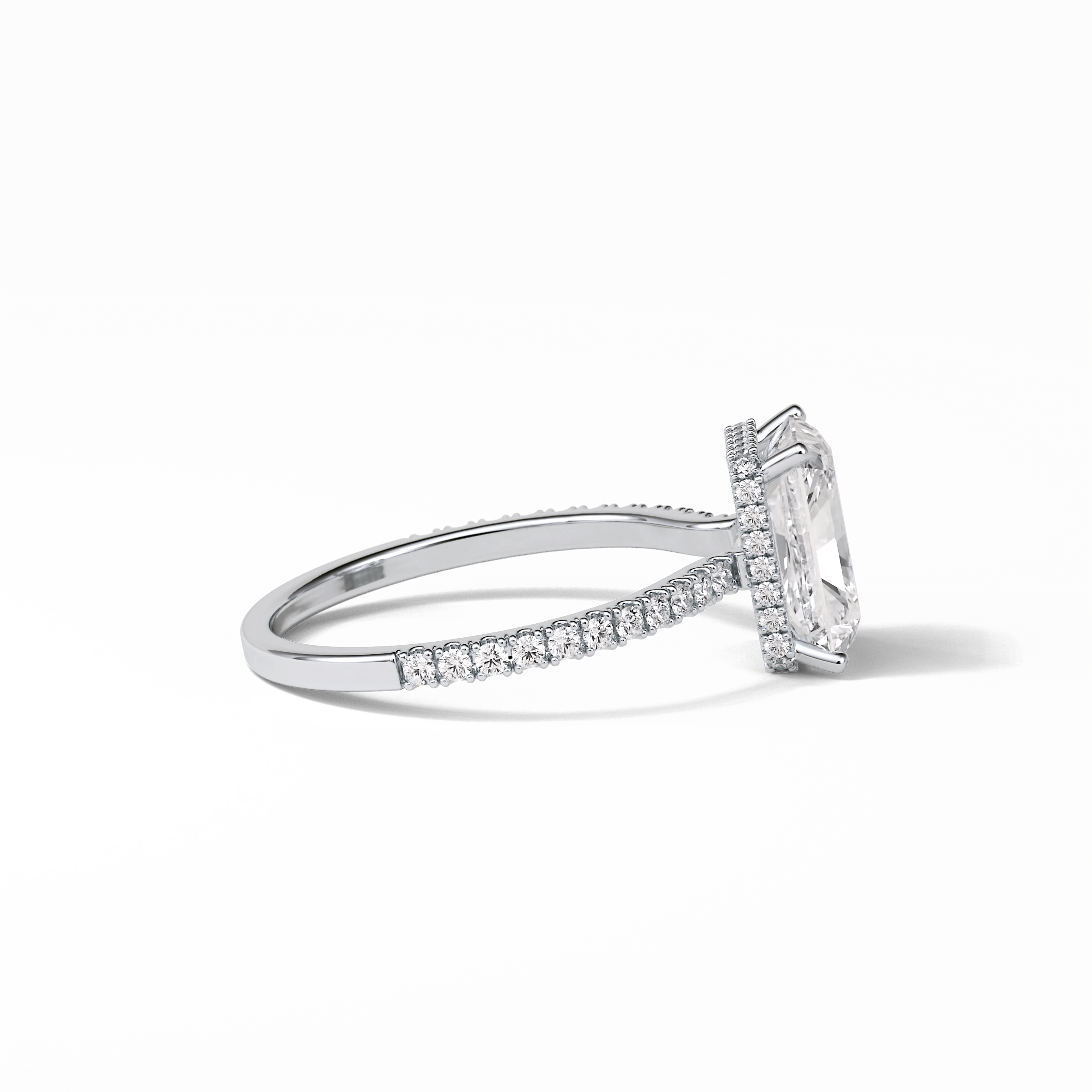 2.43 CT Radiant Cut Hidden Halo & Pave Style Moissanite Engagement Ring 3