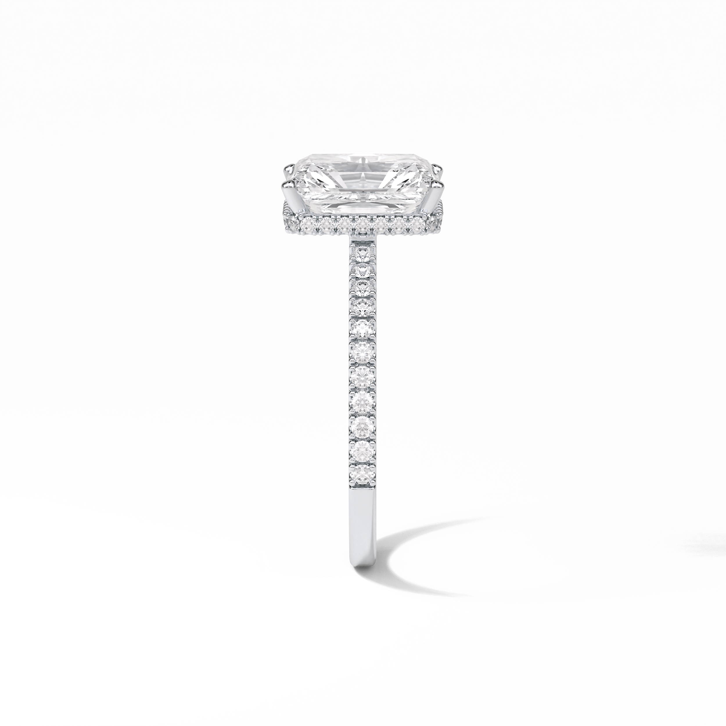 2.43 CT Radiant Cut Hidden Halo & Pave Style Moissanite Engagement Ring 4