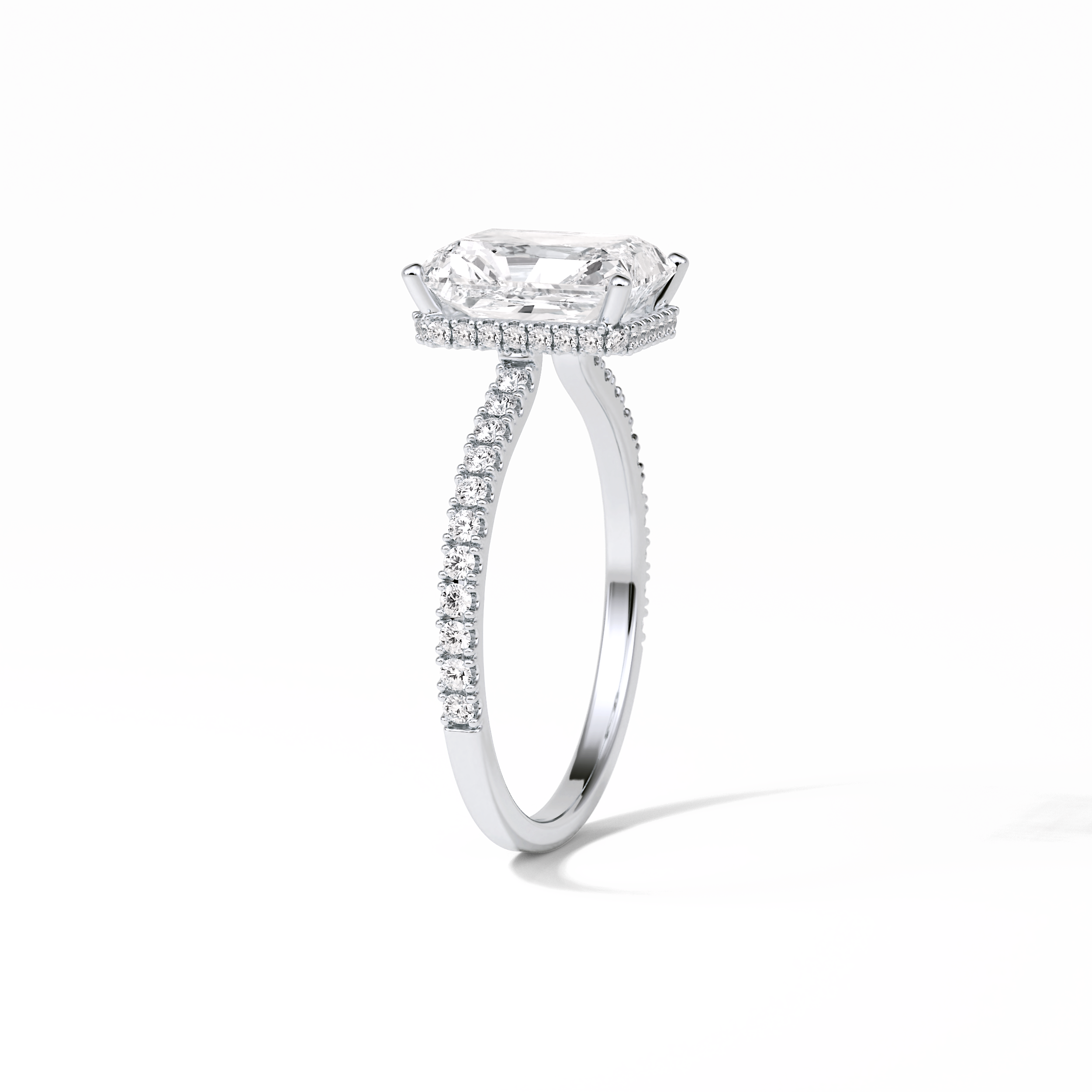 2.43 CT Radiant Cut Hidden Halo & Pave Style Moissanite Engagement Ring 5