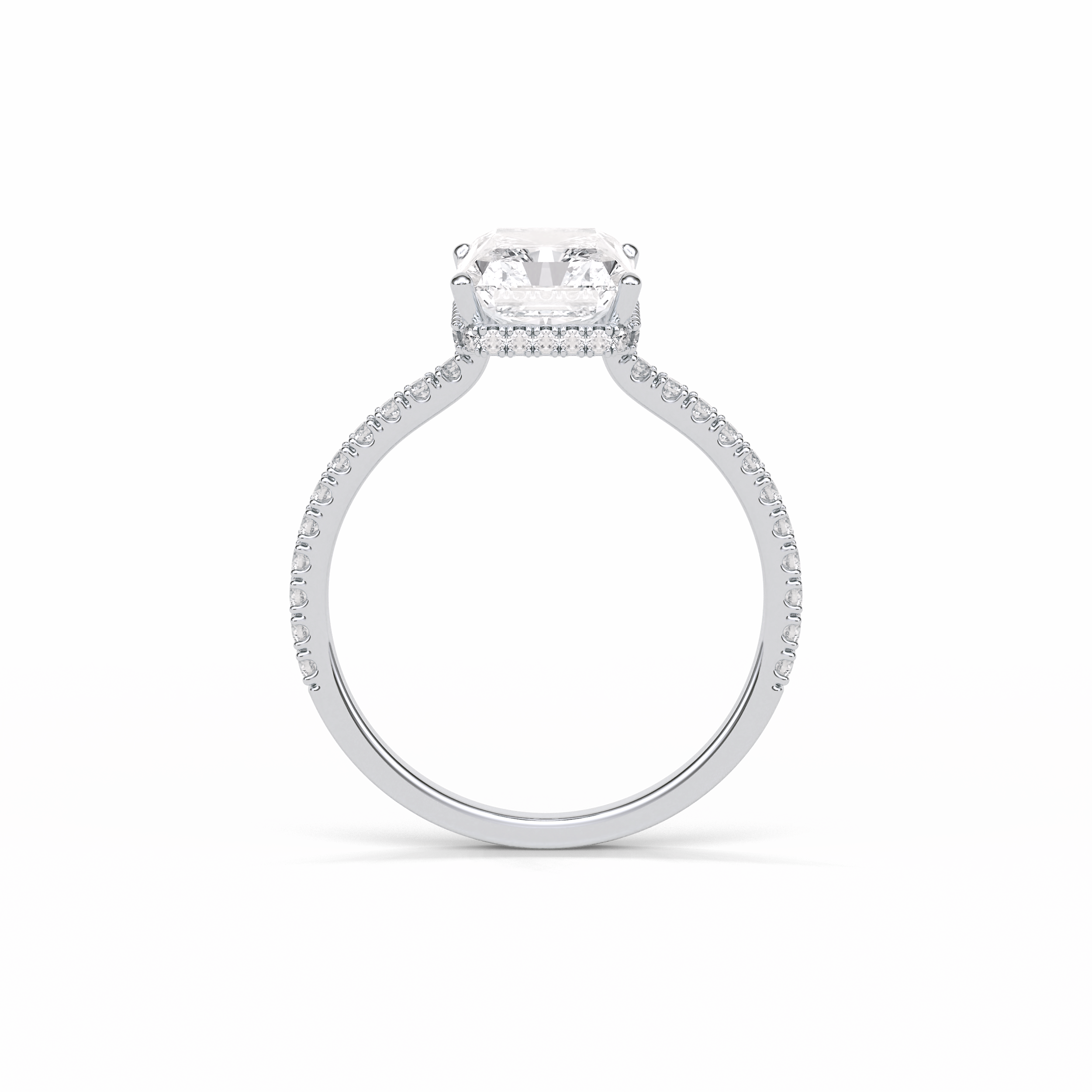 2.43 CT Radiant Cut Hidden Halo & Pave Style Moissanite Engagement Ring 7