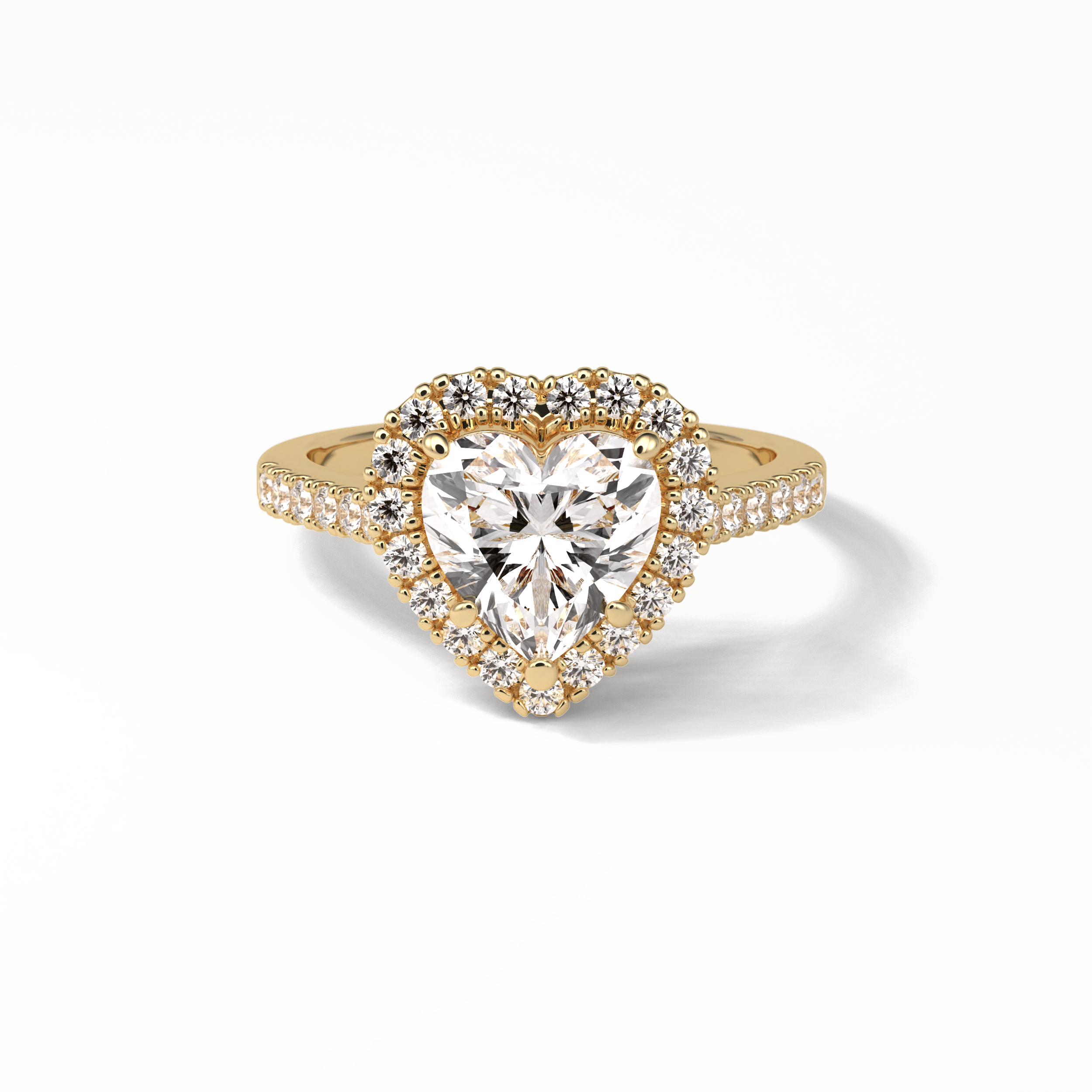 2.0 CT Heart Cut Halo & Pave Style Moissanite Engagement Ring 8