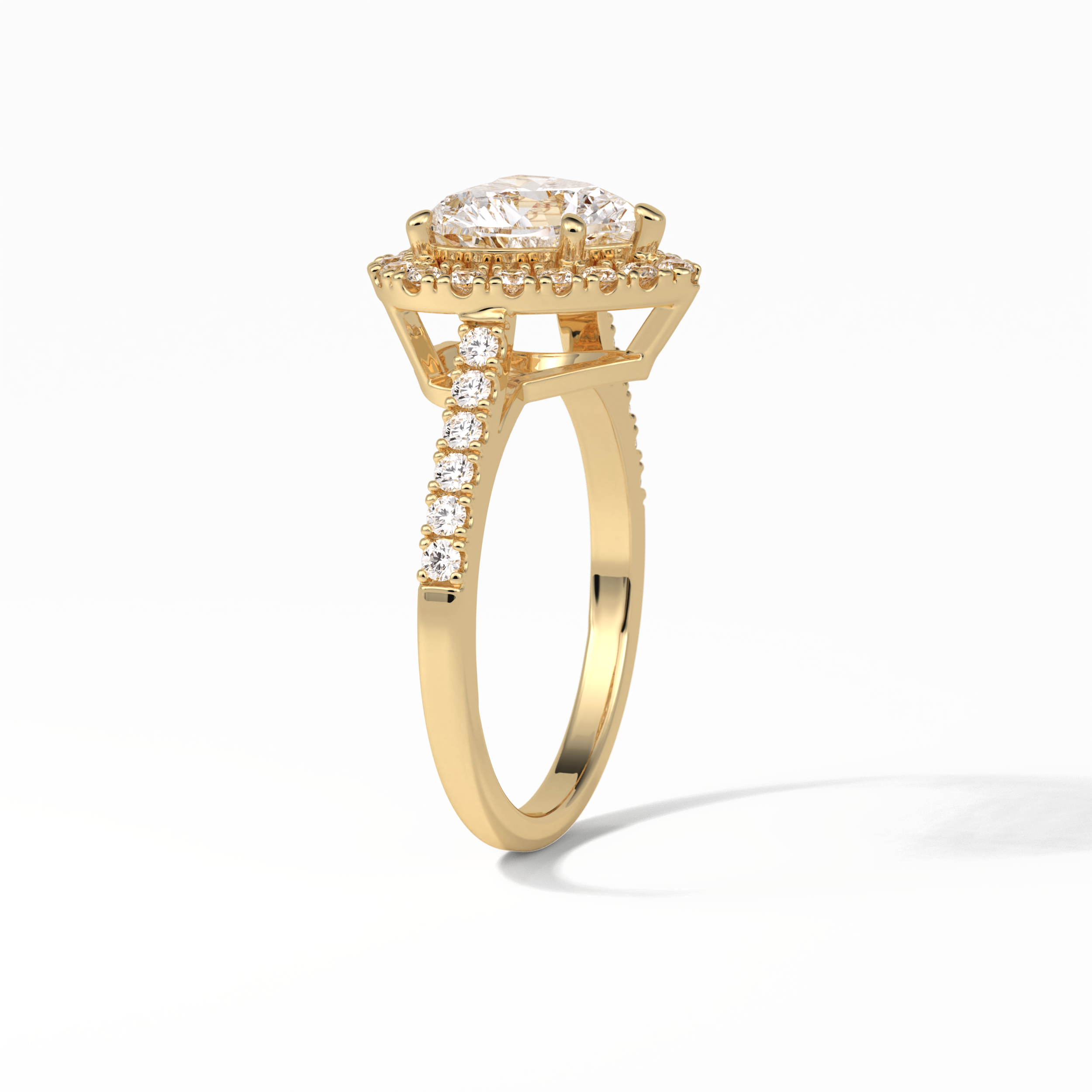 2.0 CT Heart Cut Halo & Pave Style Moissanite Engagement Ring 11