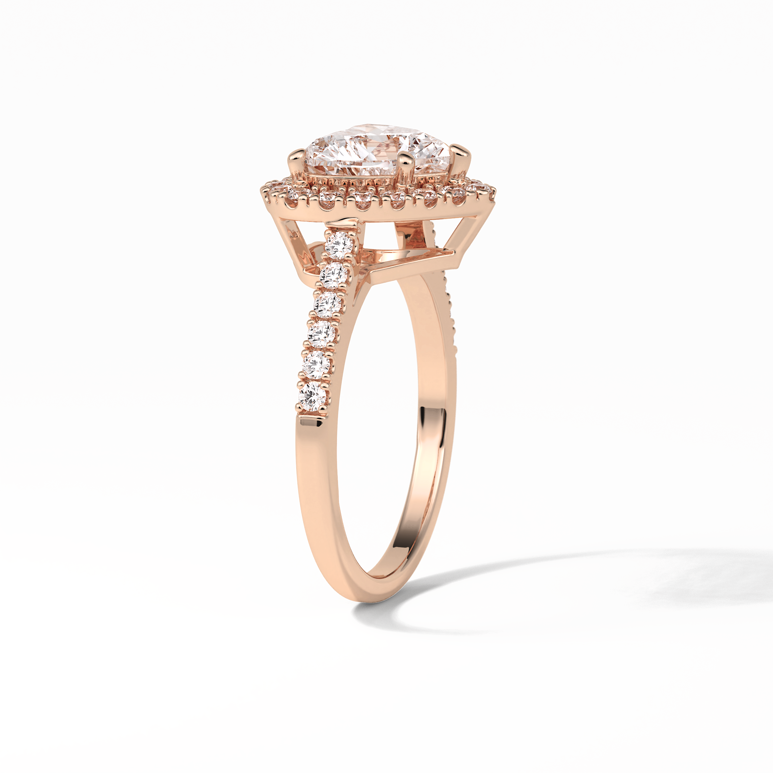 2.0 CT Heart Cut Halo & Pave Style Moissanite Engagement Ring 21