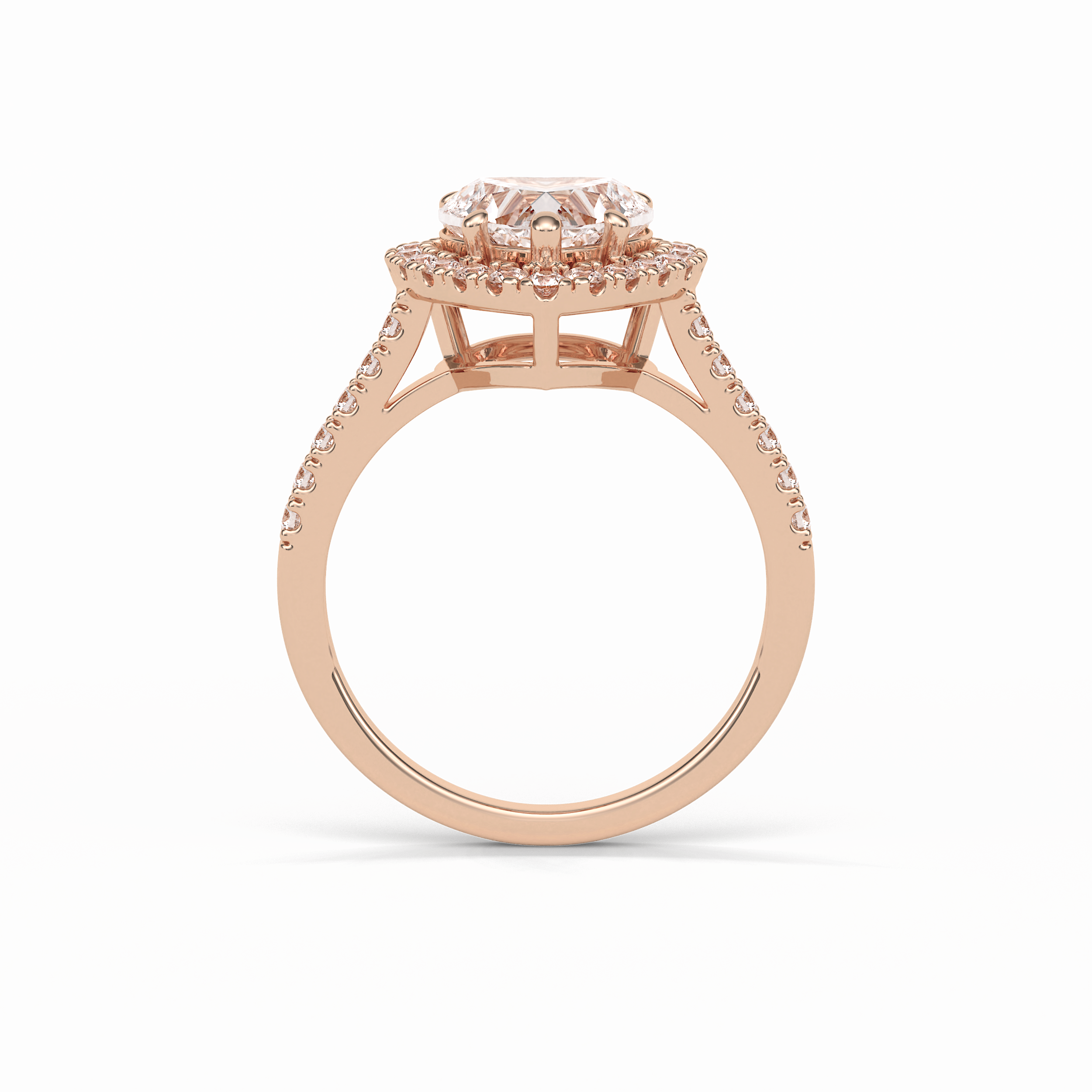 2.0 CT Heart Cut Halo & Pave Style Moissanite Engagement Ring 9