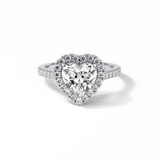 2.0 CT Heart Cut Halo & Pave Style Moissanite Engagement Ring 1