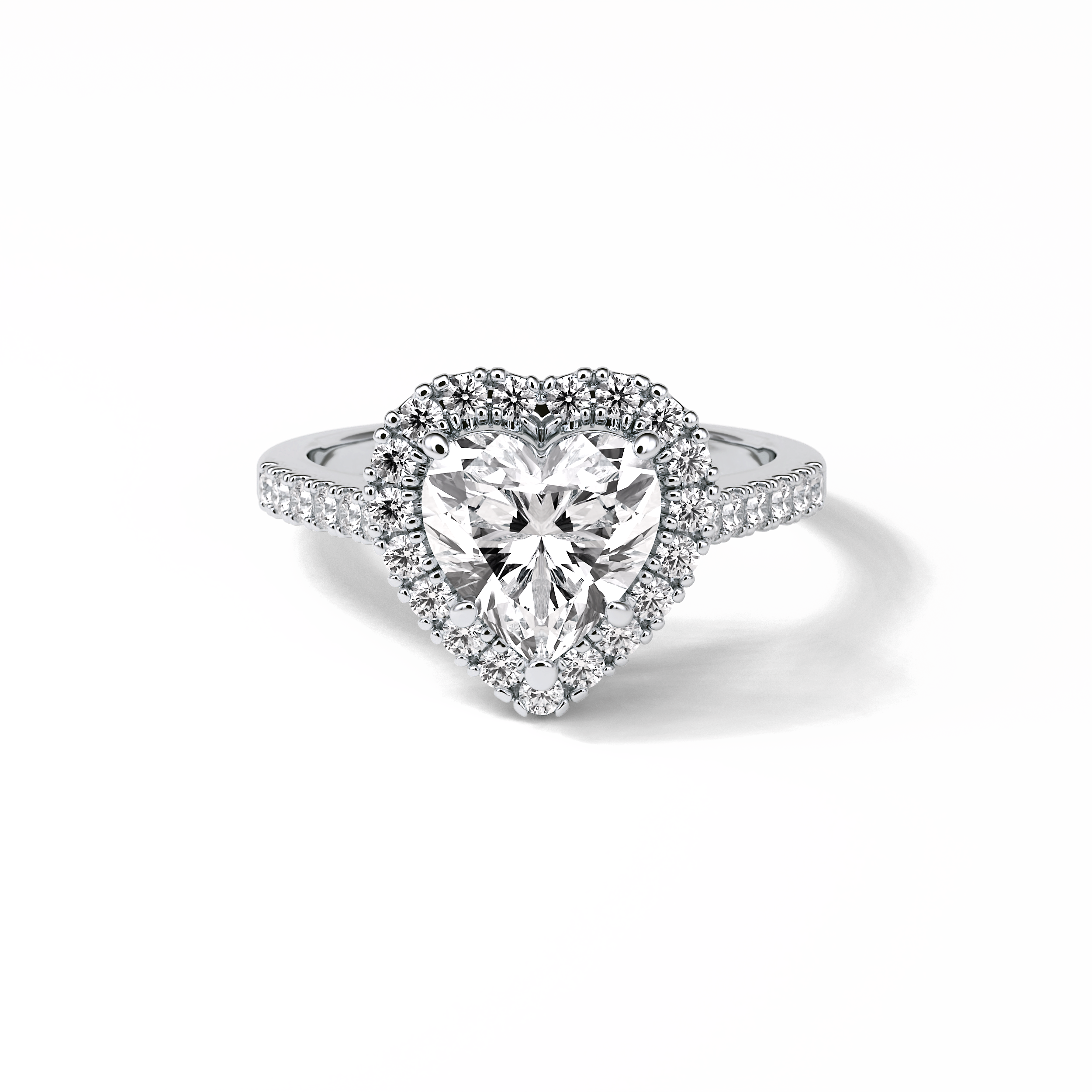 2.0 CT Heart Cut Halo & Pave Style Moissanite Engagement Ring 1