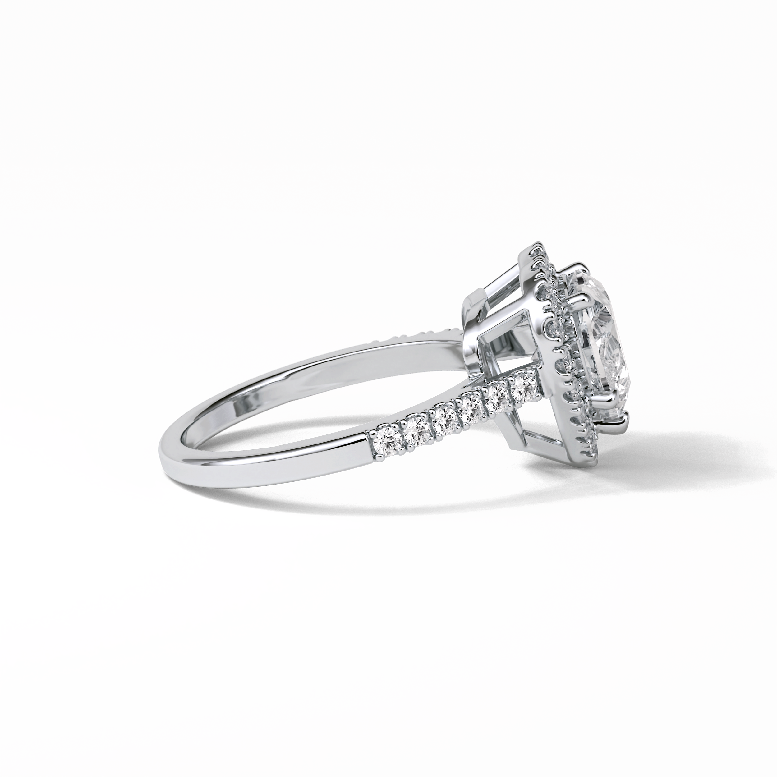 2.0 CT Heart Cut Halo & Pave Style Moissanite Engagement Ring 5