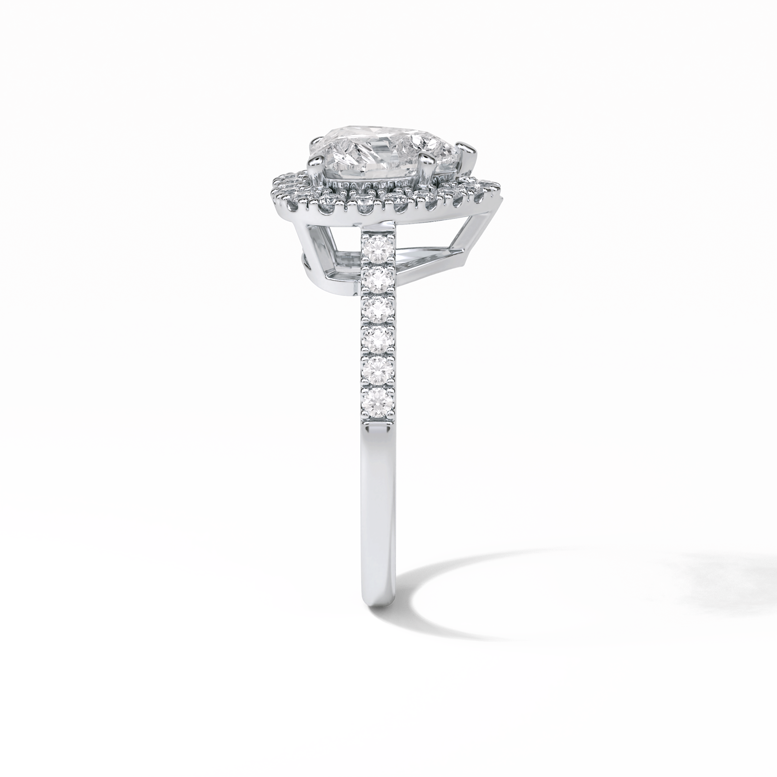 2.0 CT Heart Cut Halo & Pave Style Moissanite Engagement Ring 7