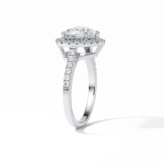2.0 CT Heart Cut Halo & Pave Style Moissanite Engagement Ring