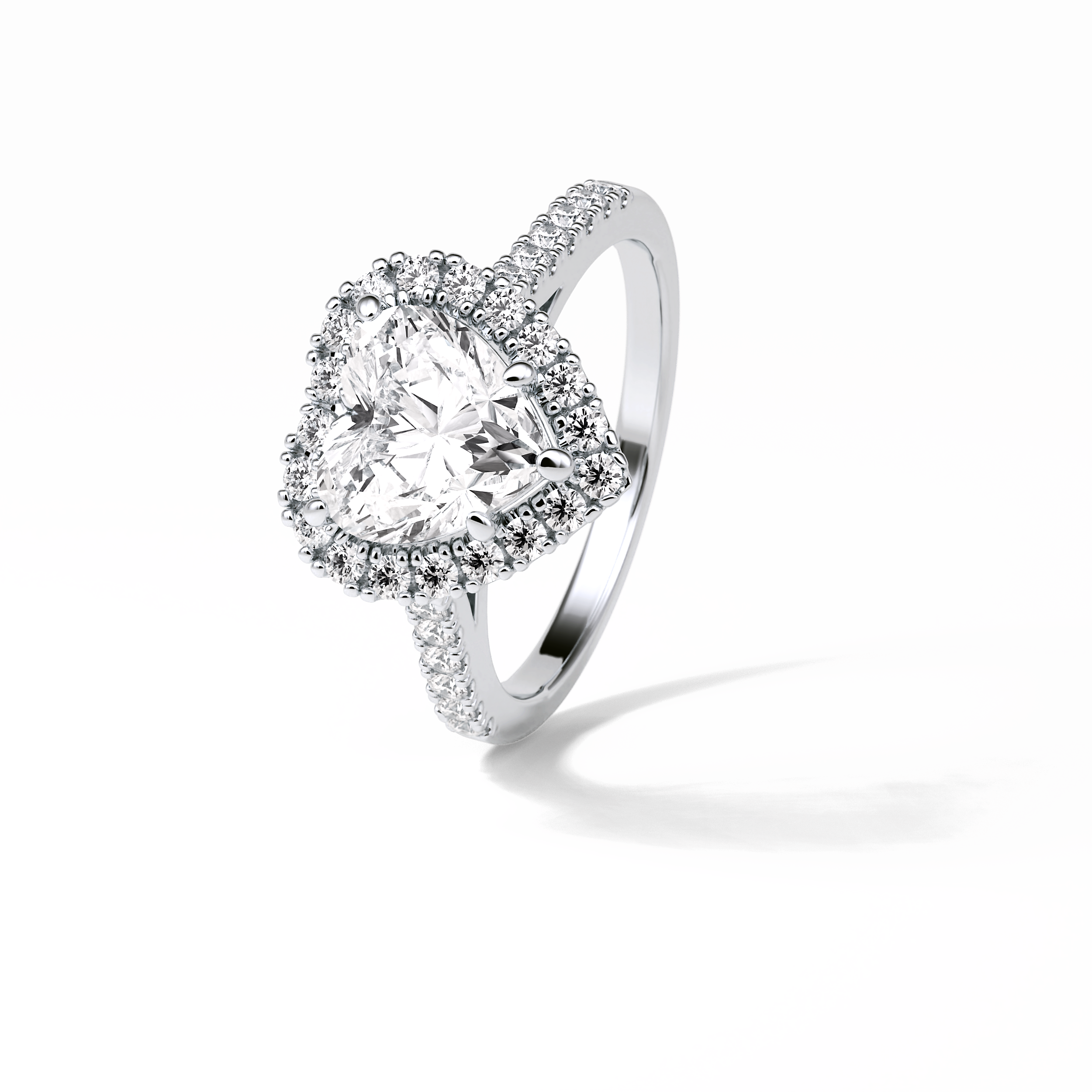 2.0 CT Heart Cut Halo & Pave Style Moissanite Engagement Ring 3