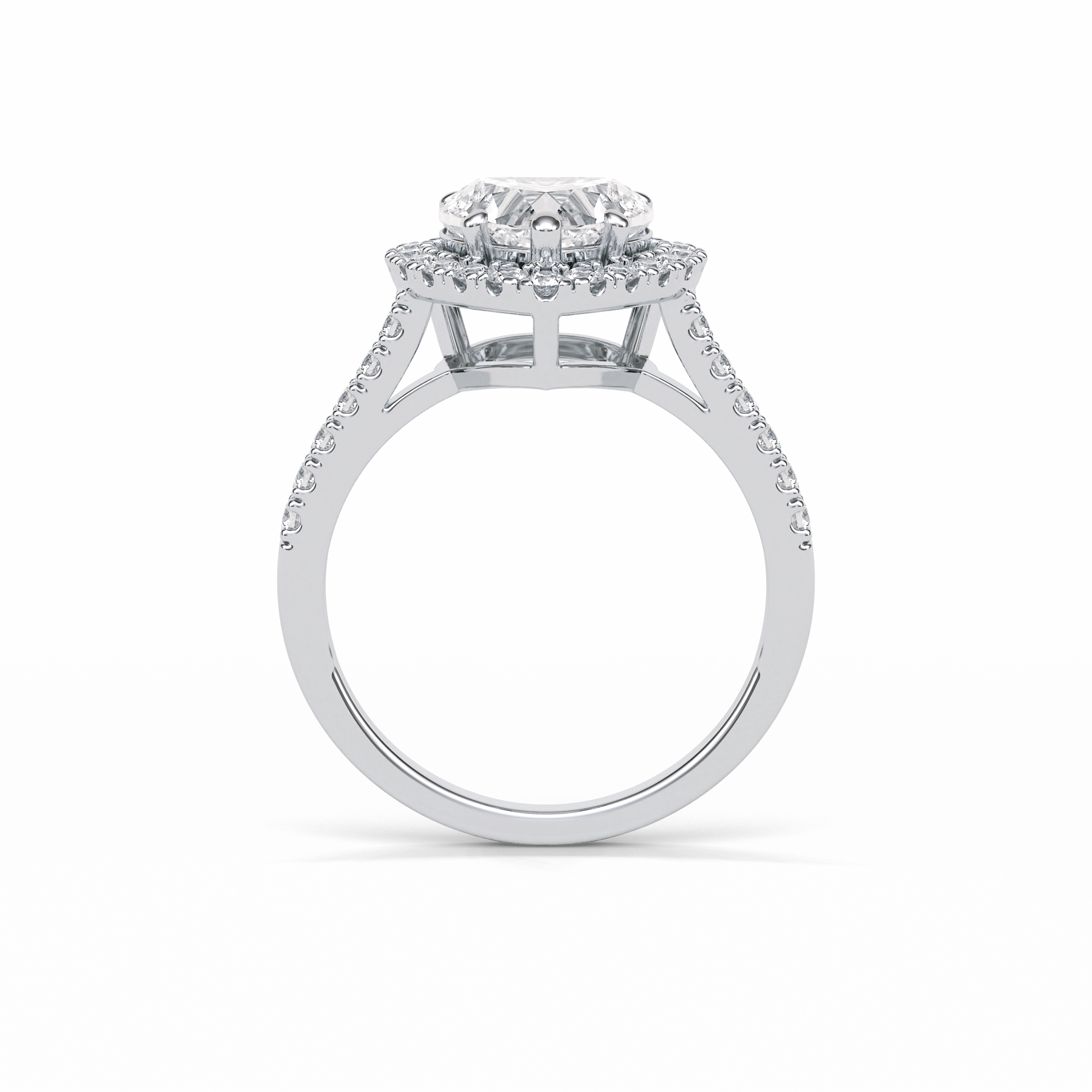 2.0 CT Heart Cut Halo & Pave Style Moissanite Engagement Ring 4