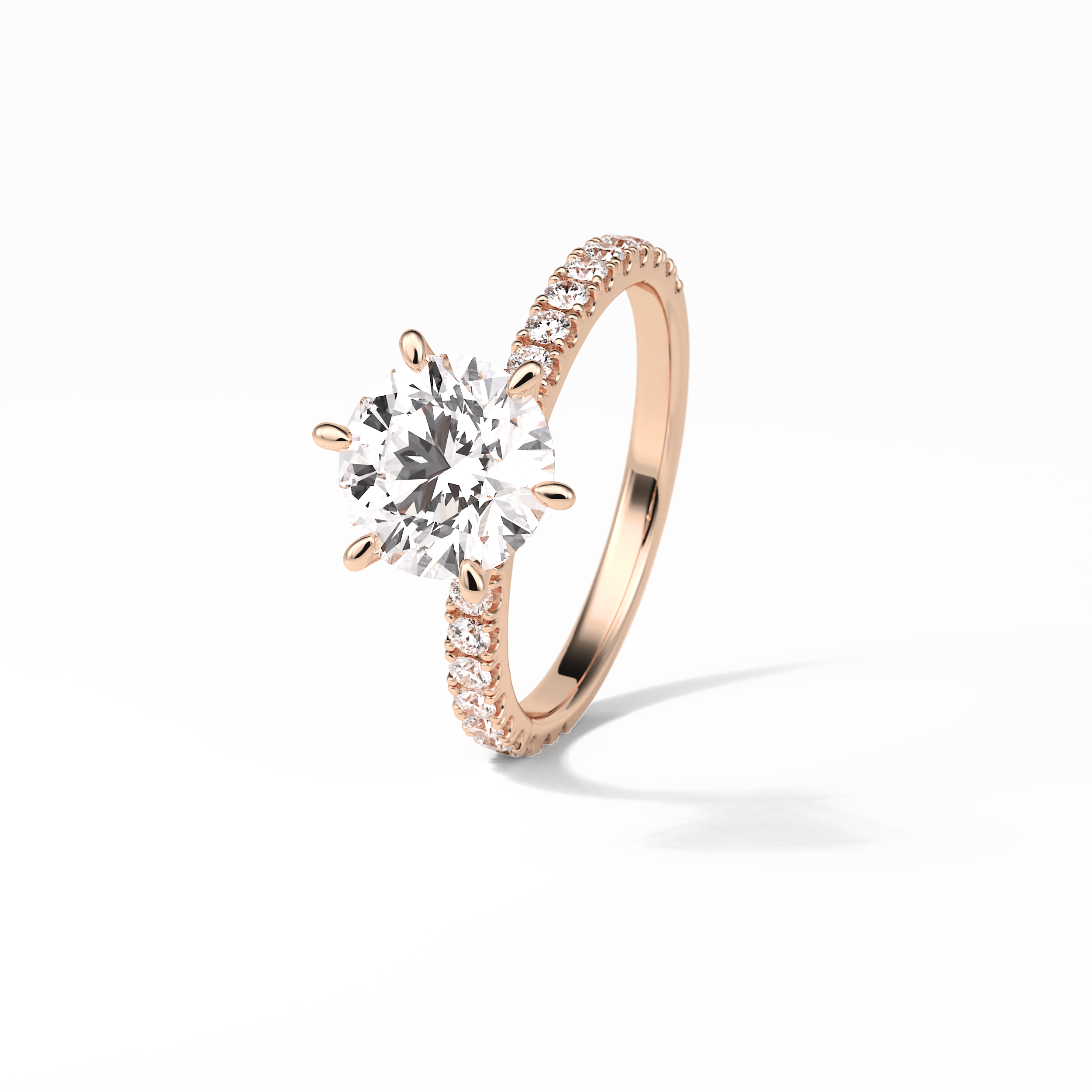 2.30 CT Round Cut Pave Style Moissanite Engagement Ring 20