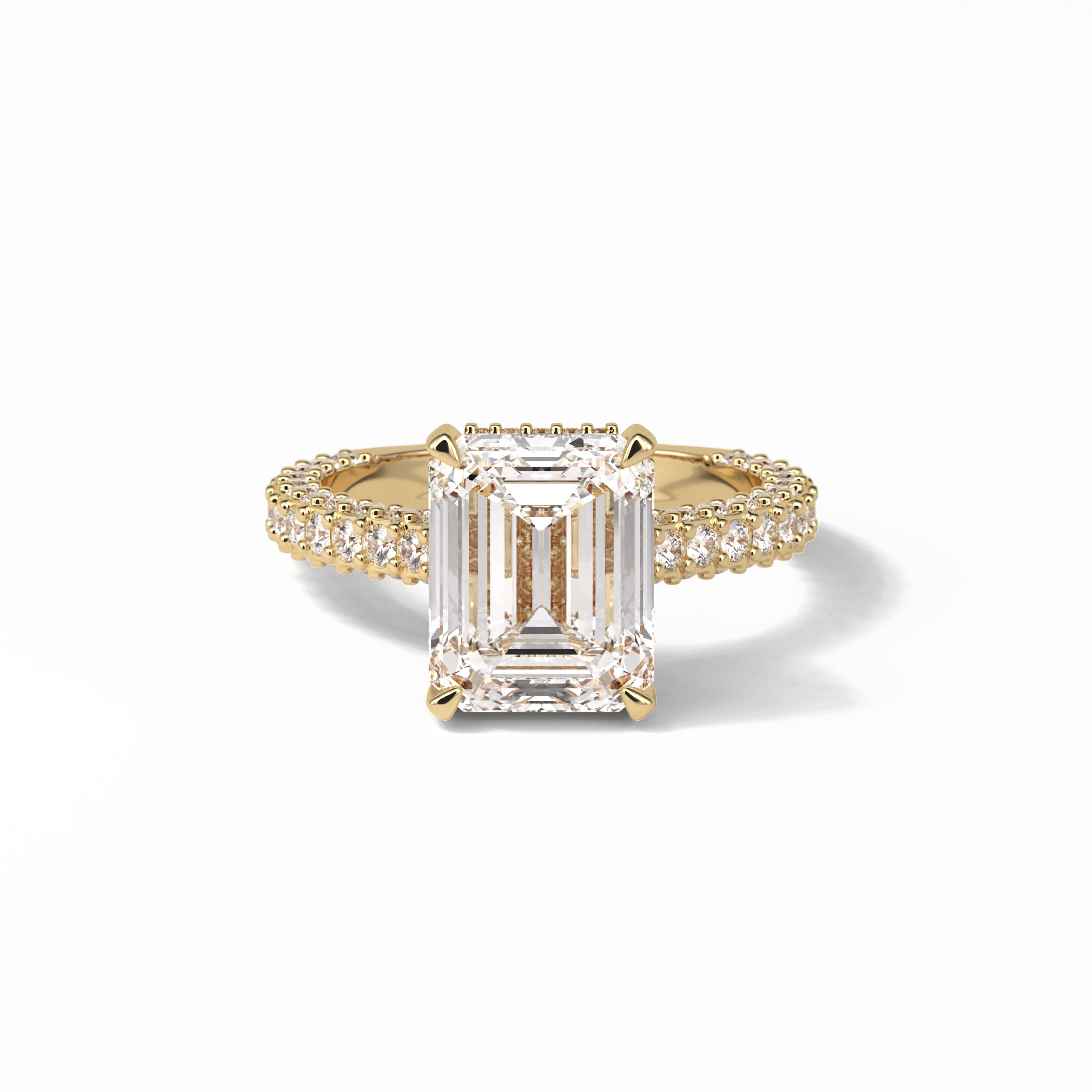 3.24 CT Emerald Cut Pave Style Moissanite Engagement Ring 8