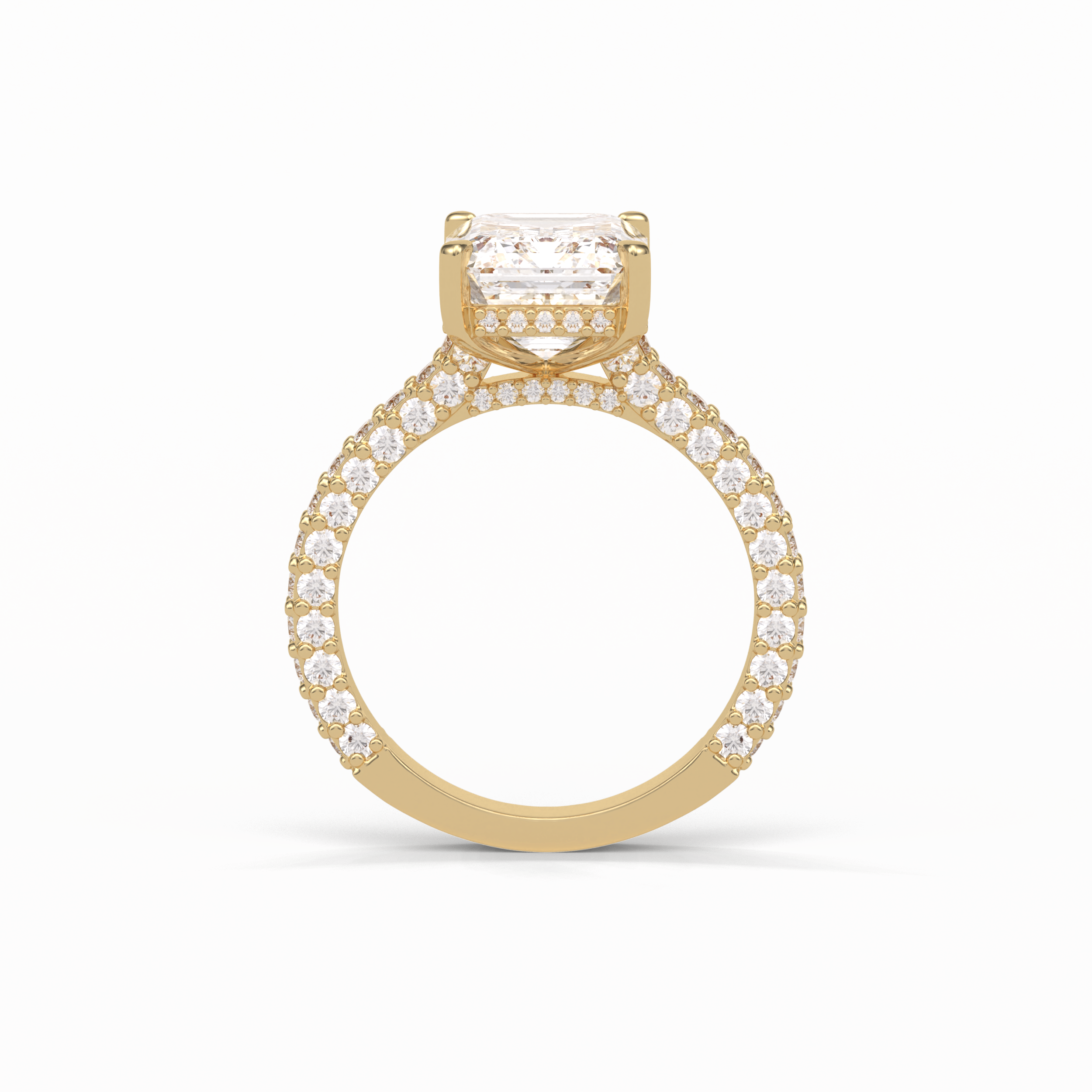 3.24 CT Emerald Cut Pave Style Moissanite Engagement Ring 12