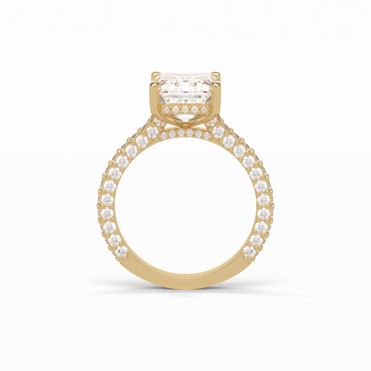 3.24 CT Emerald Cut Pave Style Moissanite Engagement Ring