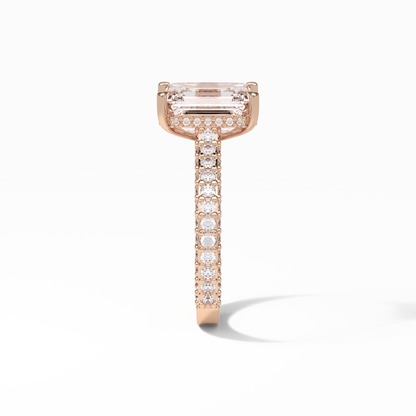 3.24 CT Emerald Cut Pave Style Moissanite Engagement Ring
